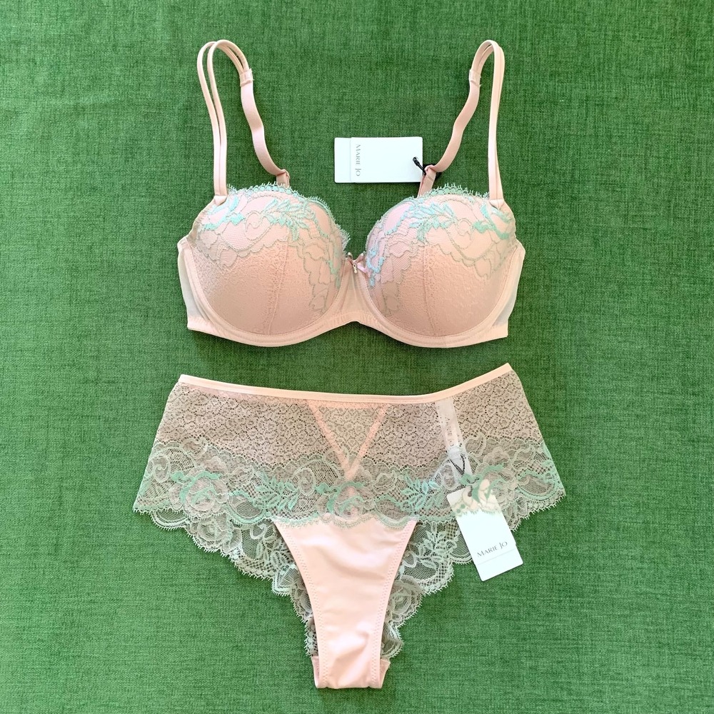 NWT Marie Jo SET Mai Padded Underwire Balcony Bra 32D US UK NWT Boyshort Panty S